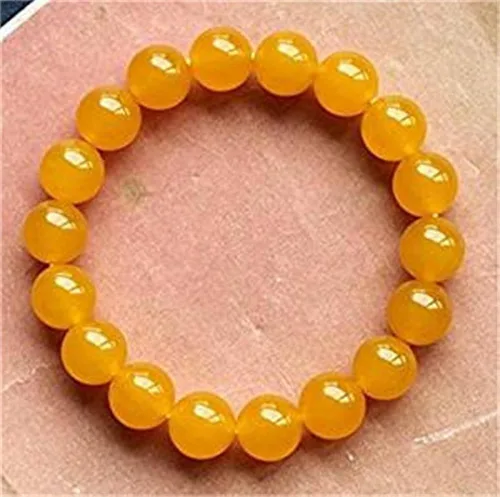 Miniatura 3 de Pulsera de cornalina de jade de 0.394in con cuentas de piedra de nacimiento de cuentas de equilibrio elástico hecho a mano (amarillo y rojo)