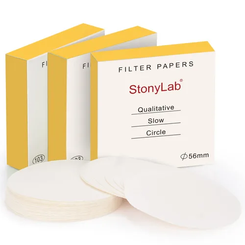 Miniatura 12 de stonylab Papel de filtro cualitativo, 100 paquetes de papel de filtro de celulosa de flujo lento con retención de partículas de 10 micras, diámetro
