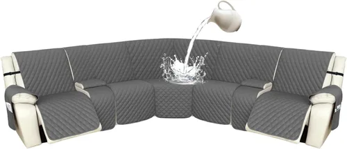 Miniatura 21 de Arfntevss Fundas de sofá modular reclinable, 100% impermeable, en forma de L, para sillón reclinable en forma de L, funda seccional lavable