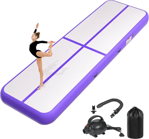 Miniatura 15 de Colchoneta inflable de gimnasia de 6, 10, 13, 16, 20 pies, 4/8 pulgadas de grosor, con bomba de aire eléctrica para uso doméstico, entrenamiento