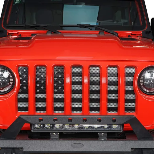 Miniatura 2 de Hooke Road Inserto de rejilla frontal de malla para Jeep Gladiator JT/Jeep Wrangler JL 2018 2019 2020 2021 2022 2023 2024 2025 – Bandera de Estados