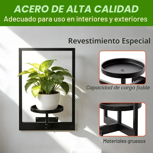 Miniatura 3 de Juego de 3 macetas de pared con marco de fotos, estantes colgantes de metal modernos para plantas, soporte de pared inoxidable para interiores