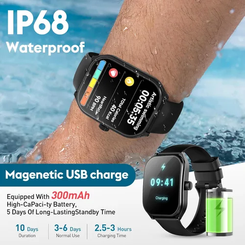 Miniatura 6 de Curve - Reloj inteligente para hombres y mujeres, responde a llamadas, rastreador de fitness de 2.01 pulgadas con 100 modos deportivos, contador