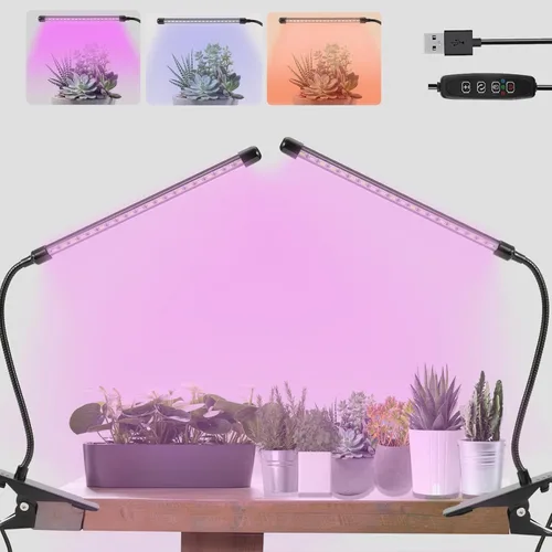 Luces de Cultivo para Plantas de Interior 20 LED, Luces de Cultivo de Plantas de Interior de Espectro Completo Auto Encendido Apagado con