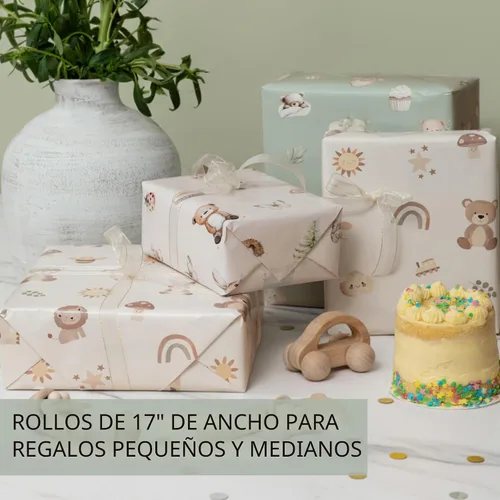 Miniatura 3 de ZICOTO Hermoso rollo de papel de regalo para baby shower, bonito juego de 3 rollos de calidad para cumpleaños y baby showers, añade un toque