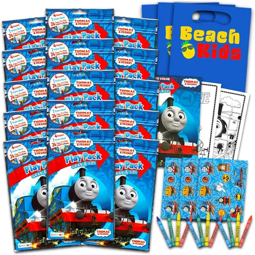 Bendon Juego de 15 paquetes de juegos para niños ~ Divertidos recuerdos de fiesta para colorear crayones calcomanías (Thomas y sus amigos)