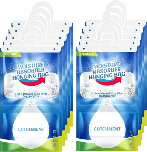 Bolsas absorbentes de humedad, 10 paquetes, bolsas deshumidificadoras colgantes de 15 onzas, paquetes de humedad para armario, baño, cocina, 14.82