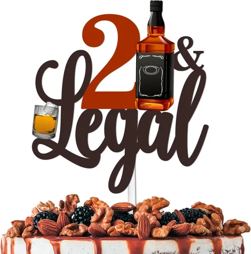 Decoración de pastel con purpurina 21 legal para decoración de fiesta temática de animación al whisky, suministros de decoración de fiesta de