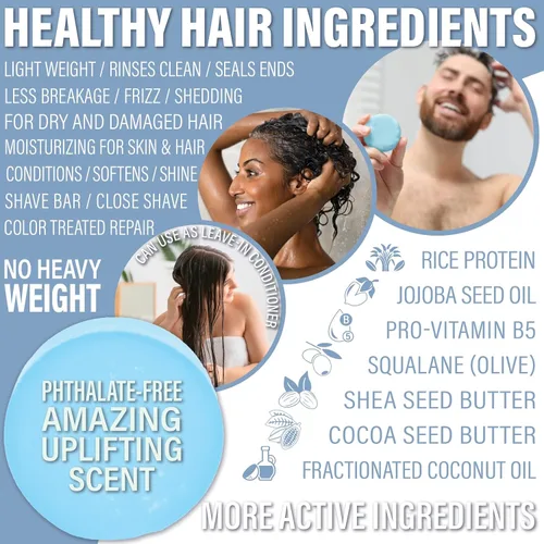Miniatura 3 de Luxiny Barra de acondicionador natural para cabello y acondicionador hidratante, disco de aceite de afeitado fabricado en Estados Unidos, hasta 70