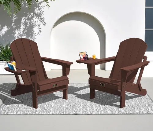 Miniatura 32 de SERWALL - Silla plegable Adirondack para patio, jardín, exterior, resistente a la intemperie, sillas para hoguera, color naranja