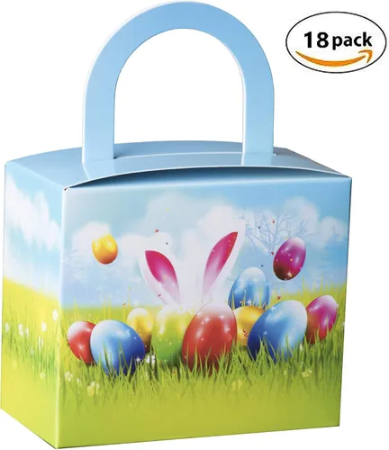Miniatura 3 de Hammont Cajas de dulces de Pascua – Paquete de 18 – Cajas coloridas para regalos de fiesta con asa resistente – Perfecto para recuerdos de boda
