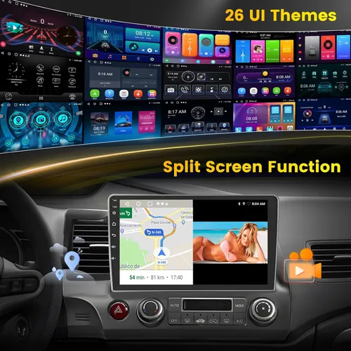 Miniatura 5 de [4Core 64G] Android 15 Estéreo de coche para Honda Civic 2006-2011, Hikity 10.1 pulgadas pantalla táctil Civic Car Radio inalámbrico Carplay Android