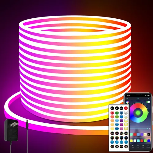 Miniatura 8 de Tira de luces LED de neón, tira de luces LED alimentada por USB de 3.3 pies, tira de luces de cuerda LED de 5V con sincronización de música y cambio