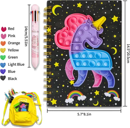 Miniatura 4 de windrio Cuaderno de burbujas para niños, cuaderno de burbujas para niñas, cuaderno de espiral para niños, diario de 8.1 x 5.7 pulgadas con 8