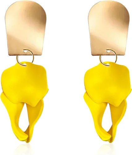 Aretes colgantes de pétalos de rosa, aretes bohemios de flores acrílicas, aretes grandes de resina floral para mujeres, mujeres, novia, ideales para