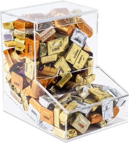 Dispensador de dulces Inevibe - Soporte de almacenamiento acrílico a granel con dos tapas para montaje en superficie o en pared - Almacena