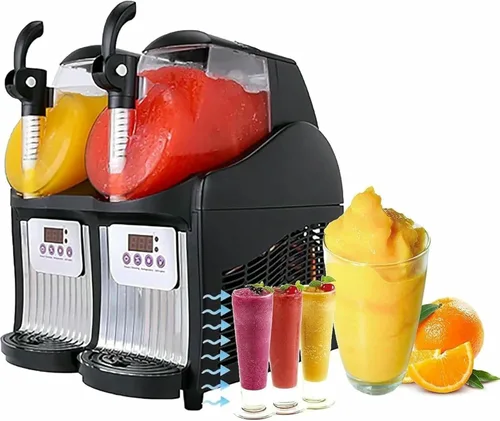 Máquina comercial del aguanieve del hielo, 2.5L máquina doble del jugo del aguanieve del tanque, fabricante de la bebida del batido del acero