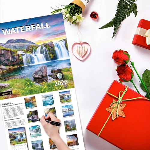 Miniatura 6 de Calendario de pared 2026, Calendario 2026, noviembre de 2025 - diciembre de 2026, calendario de pared cascada, 12 x 24 pulgadas abierto, papel