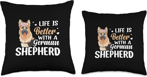 Miniatura 3 de German Shepherd Dog Gift Design Ideas Life is Better with a German Shepherd Dog - Divertida almohada de 16 x 16 pulgadas, multicolor