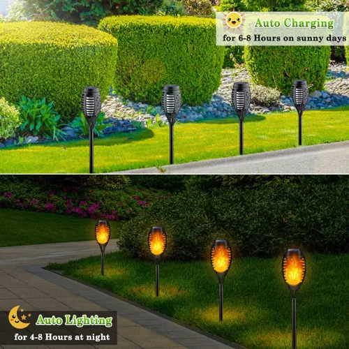 Miniatura 3 de Luces Solares para Exteriores, Paquete de 6 Luces Antorcha Solar con Llama Parpadeante, Luces de Navidad Impermeables para Decoración de Navidad