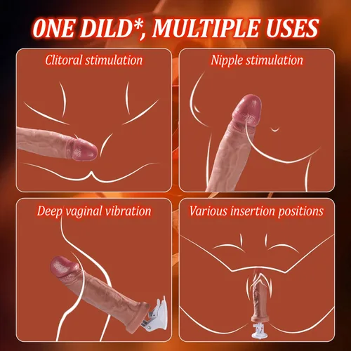 Miniatura 5 de Consolador de empuje juguetes sexuales, enorme consolador grueso con 9 modos de empuje y 9 modos de vibración, consoladores de silicona de control