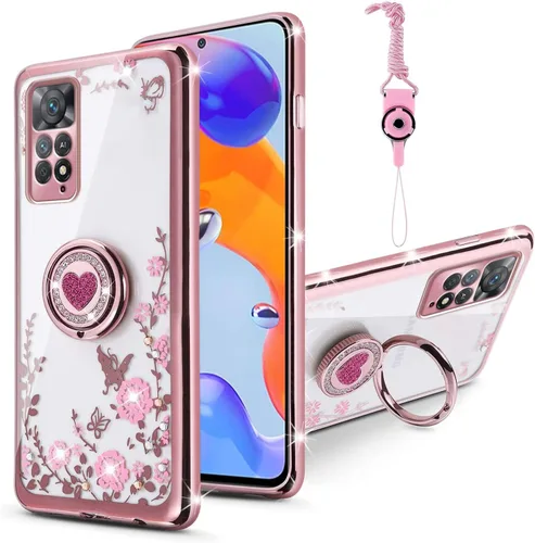 Miniatura 20 de Funda para Xiaomi Mi 11 Lite 4G/5G, cubierta protectora de TPU suave con cristal de purpurina con soporte de anillo 360, púrpura brillante Purpura
