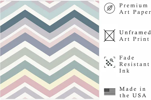 Miniatura 2 de Ethan Taylor Abstract Wall Art Prints Unframed Square Posters 'Retro 70s Hippie Chevron Pattern II' Retro Home Décor for Living Room, Bedroom