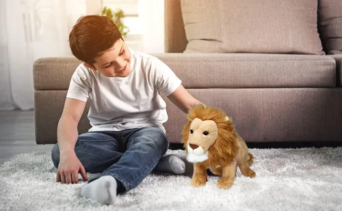 Miniatura 5 de Ice King Bear Peluche de león, juguete de peluche realista, 12 pulgadas de longitud