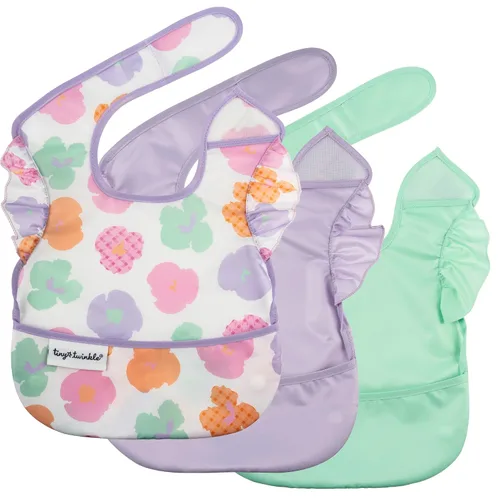 Miniatura 7 de Tiny Twinkle Baberos a Prueba de Derrames para Bebés para Comer Baberos Impermeables y Limpiables para Niños Pequeños con Bolsillo Recoge Todo