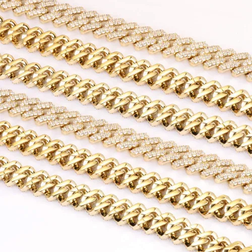 Miniatura 5 de Collar o pulsera chapada en oro de 14 quilates con eslabones cubanos de Miami de 0.47 pulgadas (personalizable)