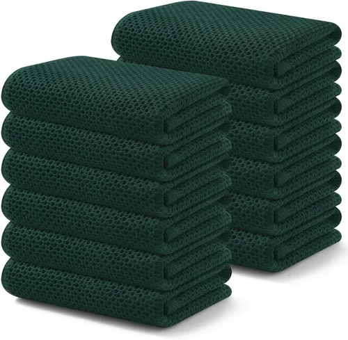 Miniatura 158 de Kitinjoy - Paños de cocina de 100 % algodón, tela de tejido gofrado, paño de limpieza ultrasuave, absorbente y de secado rápido. Gris Oscuro