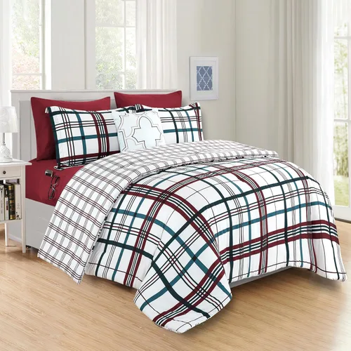 Miniatura 32 de Elegant Comfort Juego de edredón de 6 piezas de lujo, más suave y acogedor, juego completo suave y sedoso que incluye juego de sábanas con bolsillos