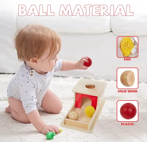 Miniatura 3 de Adena Montessori Juguete de madera para bebés de 6 a 12 meses, 3 bolas, clasificar y apilar, juguete educativo colorido para niños pequeños de 1 a 2