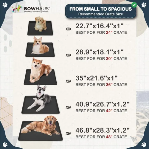 Miniatura 6 de Almohadilla y bandeja lavable a máquina BOWHAUS para jaula de perro de 24 pulgadas, alfombra plana antideslizante y cómoda para dormir y bandeja