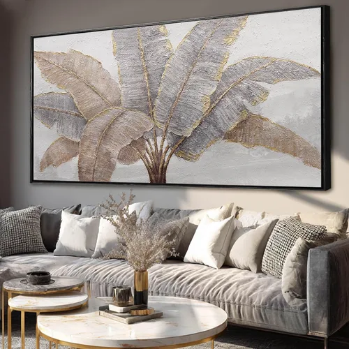 Miniatura 16 de CHUDANHAO Arte de pared abstracto pintado a mano, decoración de pared beige, arte colgante lineal 32"x40", obra de arte grande para decoraciones