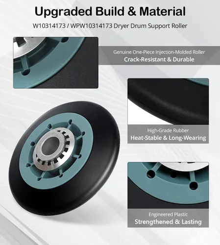 Miniatura 2 de Actualizado EngPair (Paquete de 2) 349241T 8536974 WPW10314173 Kit de rodillo de soporte para tambor de secadora compatible con Whirlpool, Kenmore