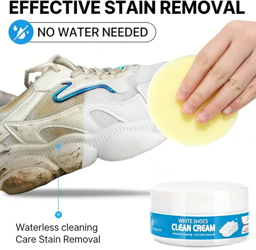 Miniatura 2 de Crema limpiadora de zapatos blanca, multiusos, sólida, sin lavado, viene con esponja limpiadora de crema blanca