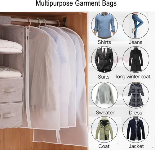 Miniatura 5 de Bolsas para ropa, juego de 5 bolsas ligeras de 33 pulgadas con cremallera completa de acero inoxidable, bolsas para ropa