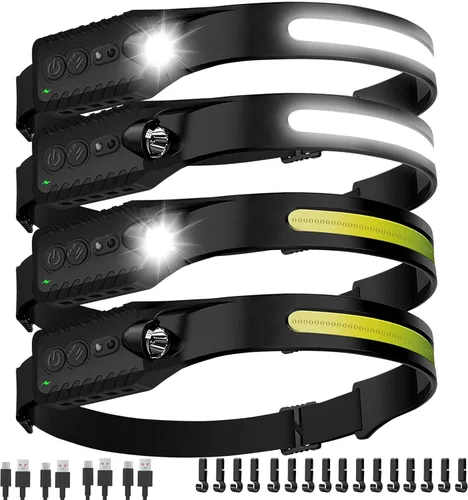 Miniatura 10 de Nessciera Linterna LED recargable (Azul), 400 lúmenes, haz ancho de 230°, USB-C, IPX4, 5 modos — Banda ajustable ligera; clips para casco