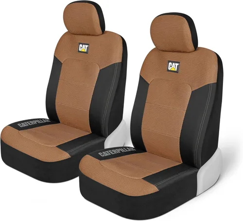 Cat MeshFlex Fundas de asiento automotriz para automóviles, camiones y SUV (juego de 2) – Fundas de asiento de coche beige para asientos delanteros,