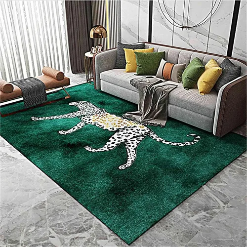 Miniatura 34 de Alfombra de área con estampado de leopardo, 3 x 5 pies, alfombra con estampado de guepardo africano majestuoso y vida silvestre, alfombra de pelo 15