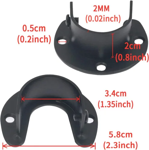 Miniatura 4 de 2 piezas de enchufe de varilla de acero inoxidable resistente, soporte para armario, soporte de barra de brida, soportes de extremo de barra