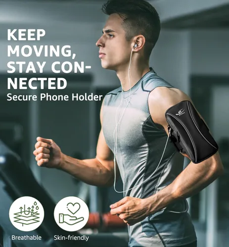Miniatura 2 de HiRui Bolsa de brazo y bolsa de muñeca para teléfono, brazalete deportivo para correr, gimnasio, ciclismo y entrenamiento, compatible con iPhone