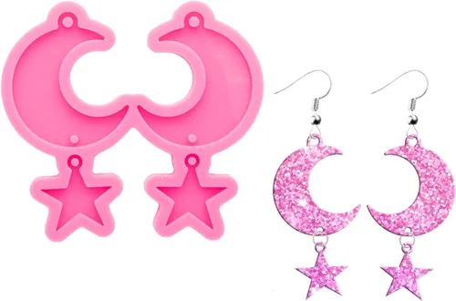 Miniatura 18 de Molde de aretes de resina de corazón para el día de San Valentín, moldes de joyería de silicona para fundición epoxi de bricolaje, aretes, 425.2 in