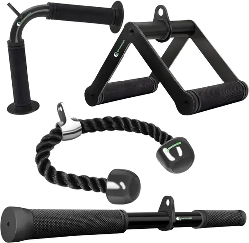 QPARVERS juego de accesorios para máquina de cable, accesorios de jalón LAT, accesorios de máquina de pesas para gimnasio en casa Negro-4.0