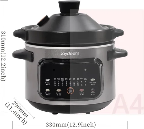 Miniatura 7 de Joydeem Olla eléctrica de 4 cuartos de galón, olla multifuncional de 500 W con interior de cerámica, sopa, gachas de avena, estofado, estofado