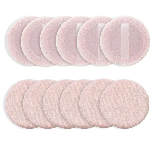 Miniatura 7 de WLLHYF 12 piezas de maquillaje de algodón rosa soplo cosmético redondo para maquillaje facial polvo de terciopelo para polvo suelto, lavable (rosa)