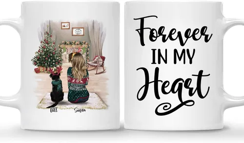 Miniatura 16 de Gossby Taza de café de Navidad personalizada con diseño de perro y mamá, regalo de Navidad personalizado para mujeres con nombre, taza de cerámica