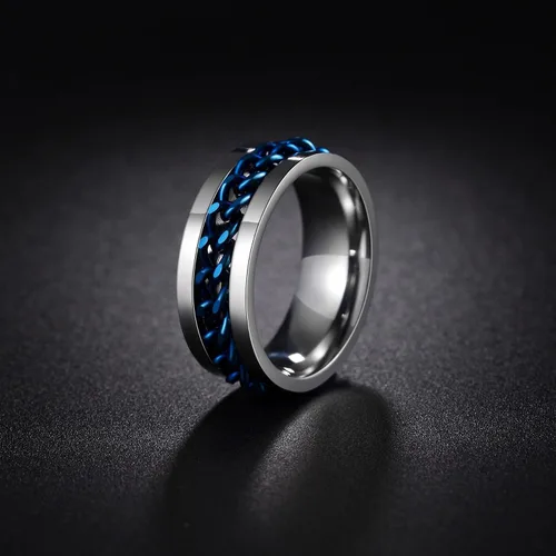Miniatura 138 de Anillos giratorios para la ansiedad para hombre, anillos clásicos de cadena para mujeres y adultos, anillo de acero de titanio