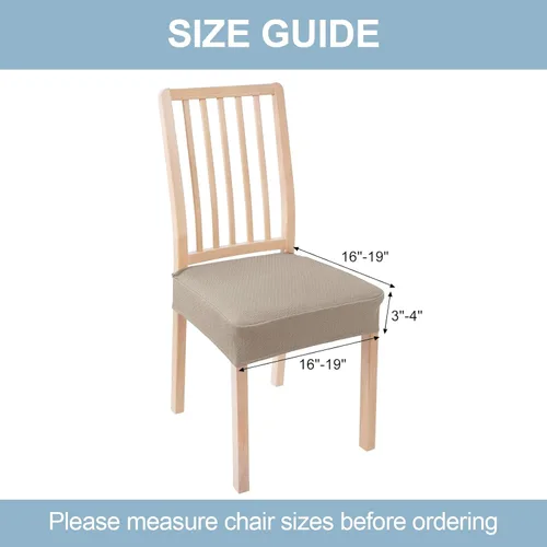 Miniatura 5 de Smiry Juego de 4 fundas de asiento elásticas de jacquard para sillas de comedor, extraíbles y lavables, sin fundas traseras, color gris pardo